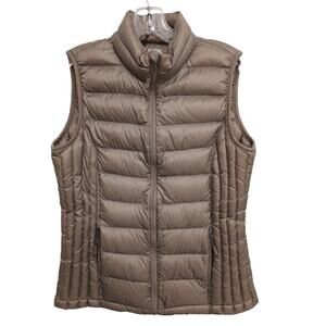 Down Vest Weatherproof 32 Degrees Packable Women's M Light Brown Tan Sleeveless